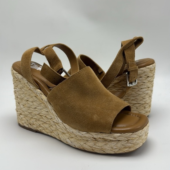 Marc Fisher Suede Espadrille Wedges Nelly Tan size 11 - Picture 2 of 5
